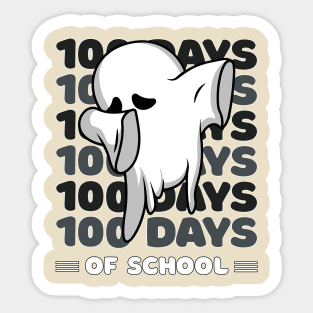 100 Days of school typography featuring a Cute Dabbing ghost #2 Sticker